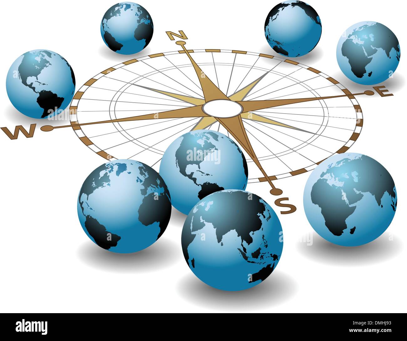 Compass points earth global directions Stock Vector