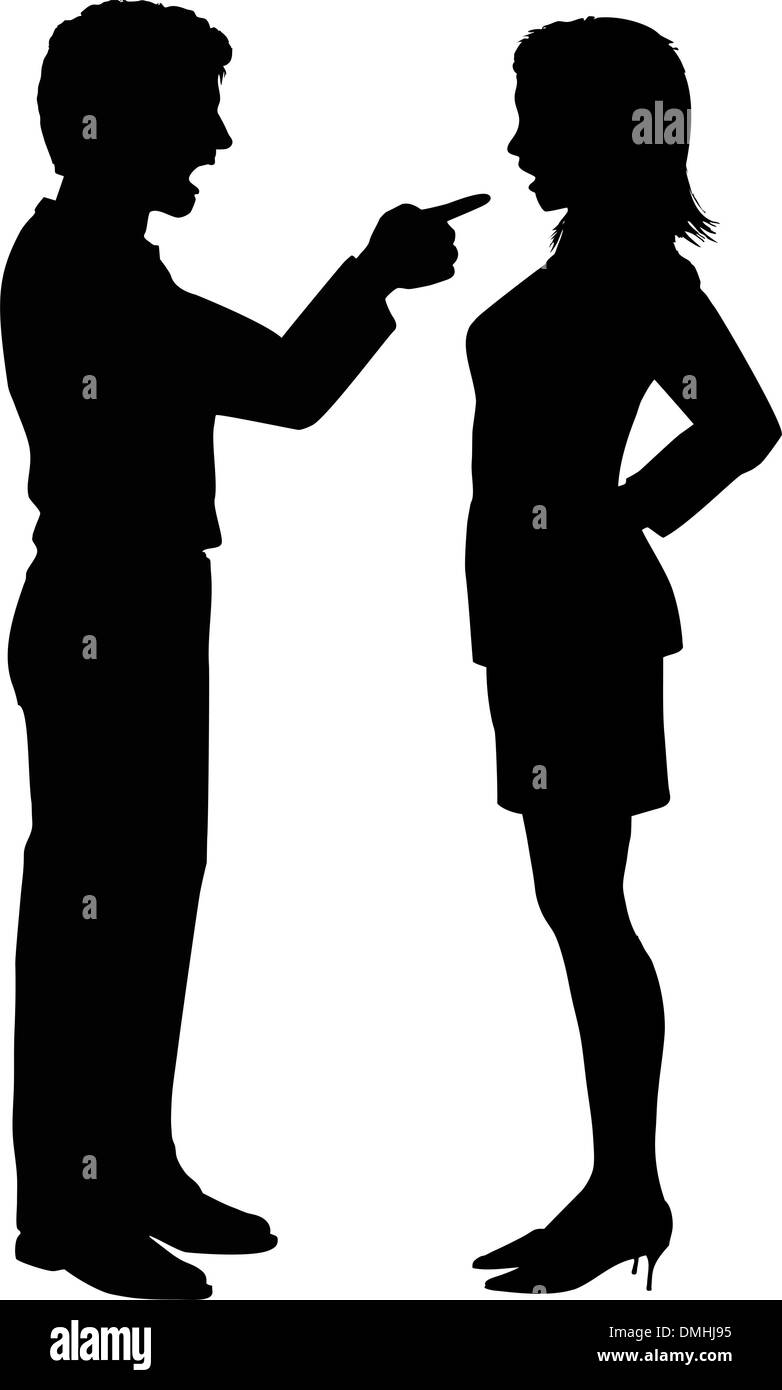 Man woman yell point in couple argument Stock Vector