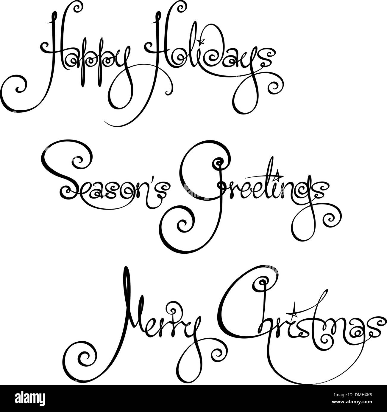 Three Christmas Time Handwriting Wishes Stock Vector