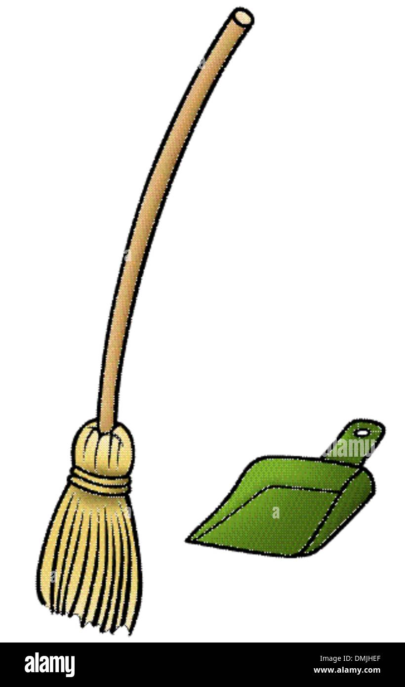Broom And Scoop Stock Vector