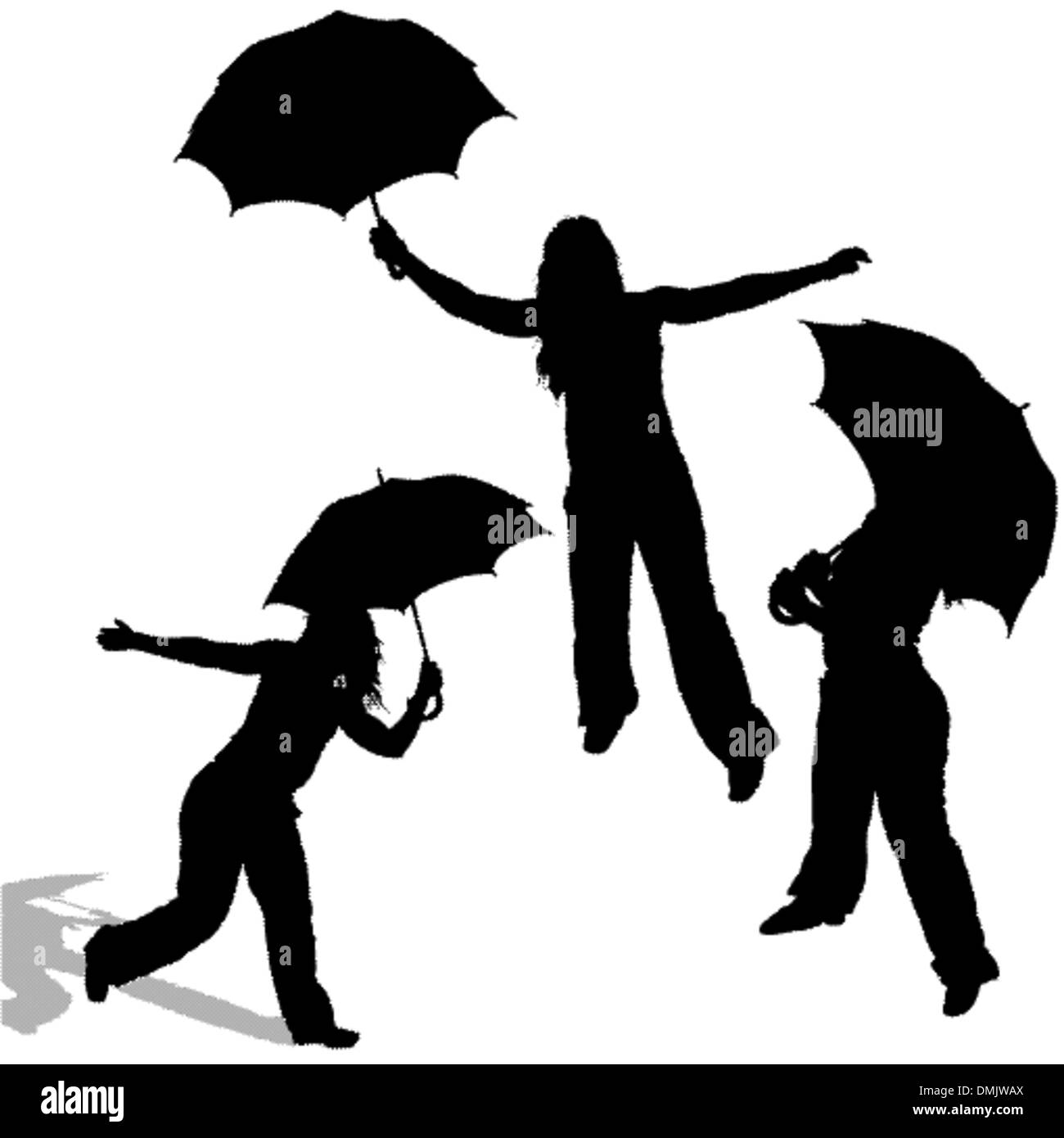 Silhouette Couple Under Umbrella Printable