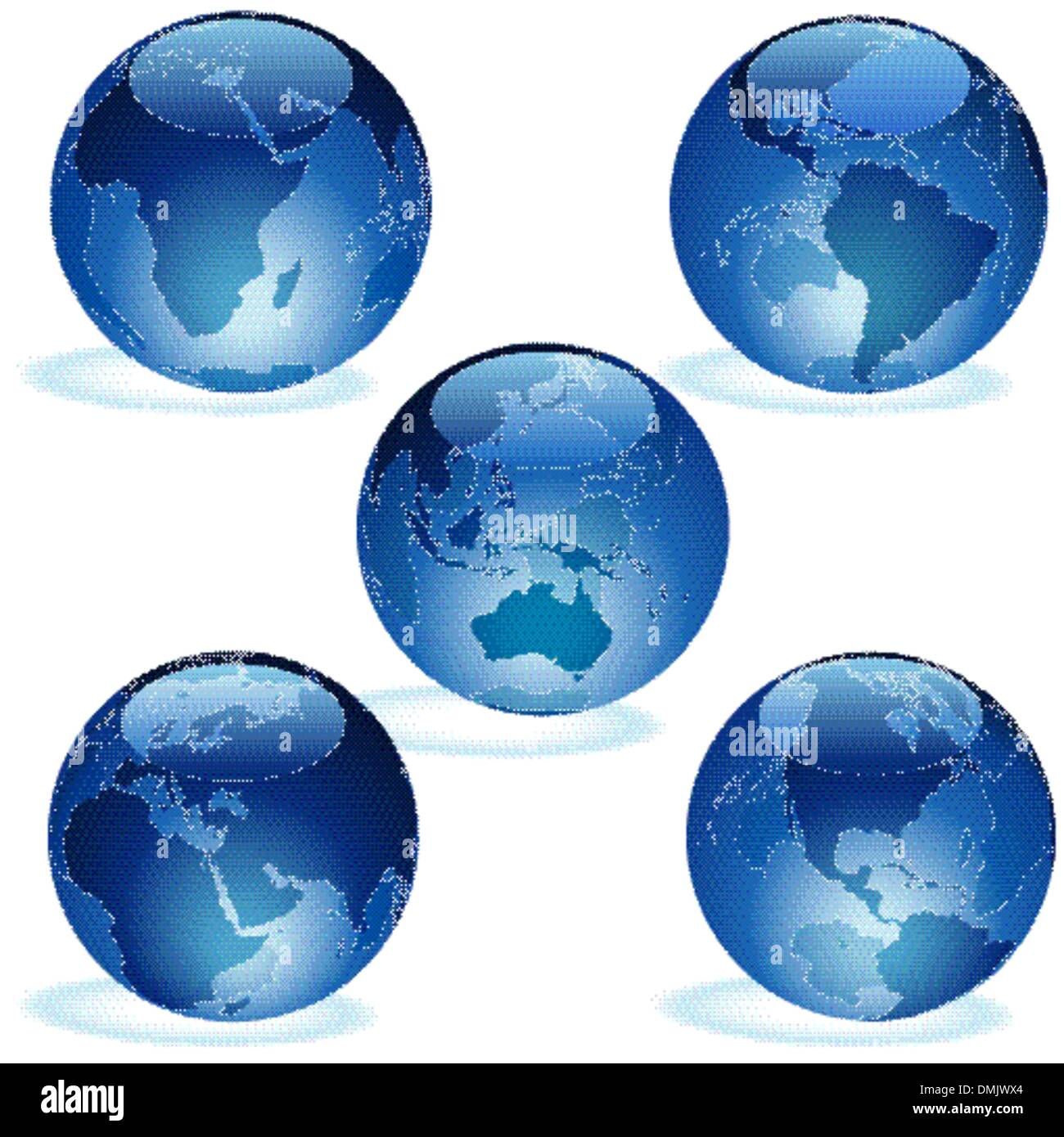 Blue Glass Earth Collection Stock Vector