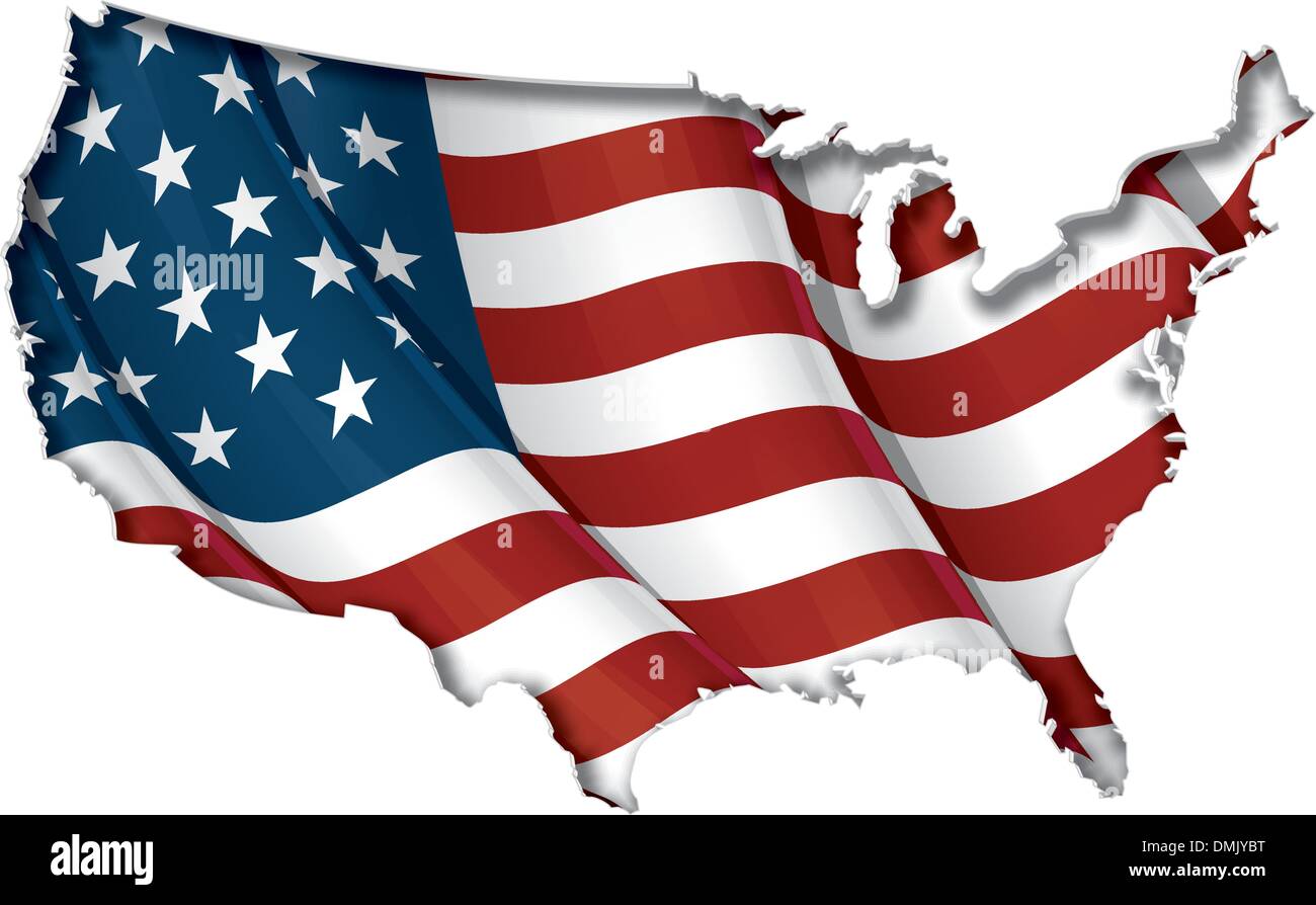 US Flag-Map Inner Shadow Stock Vector