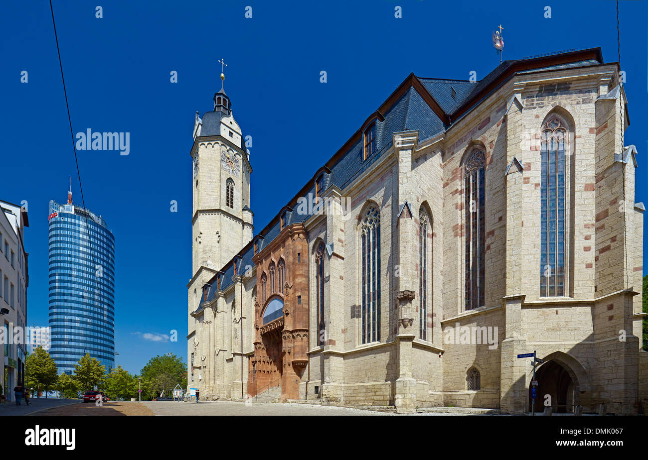 church-of-st-michael-and-intershop-tower-in-jena-thuringia-germany