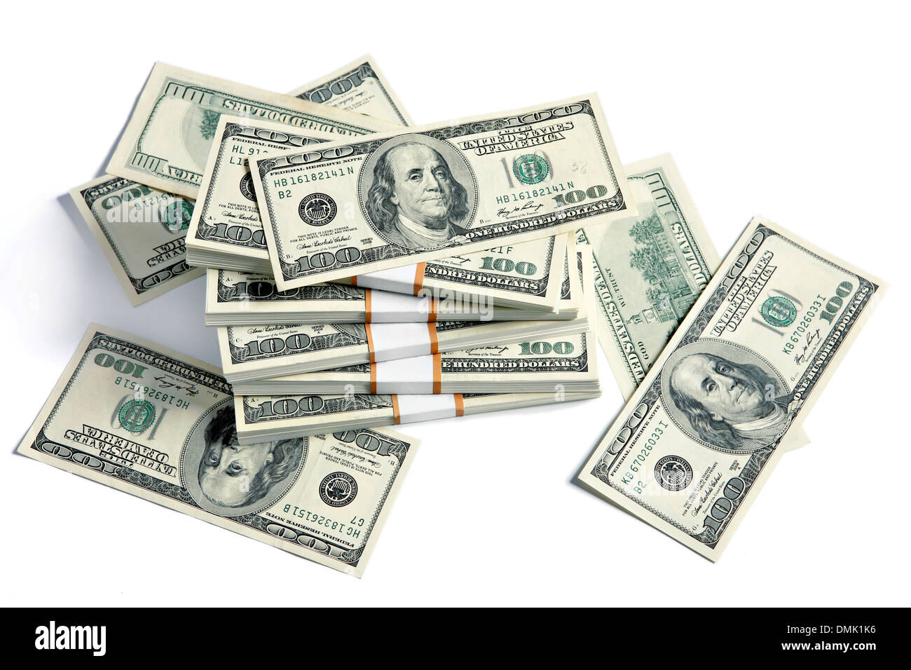 Stacks of US banknotes Stock Photo