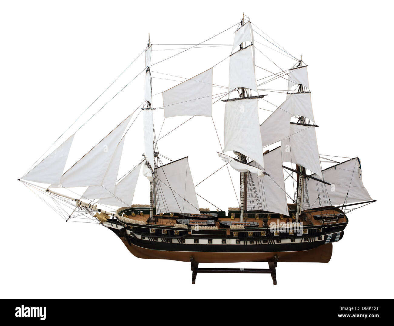 Model Russian military frigate Pallada on the white background. (isolated) XIX Century Stock Photo