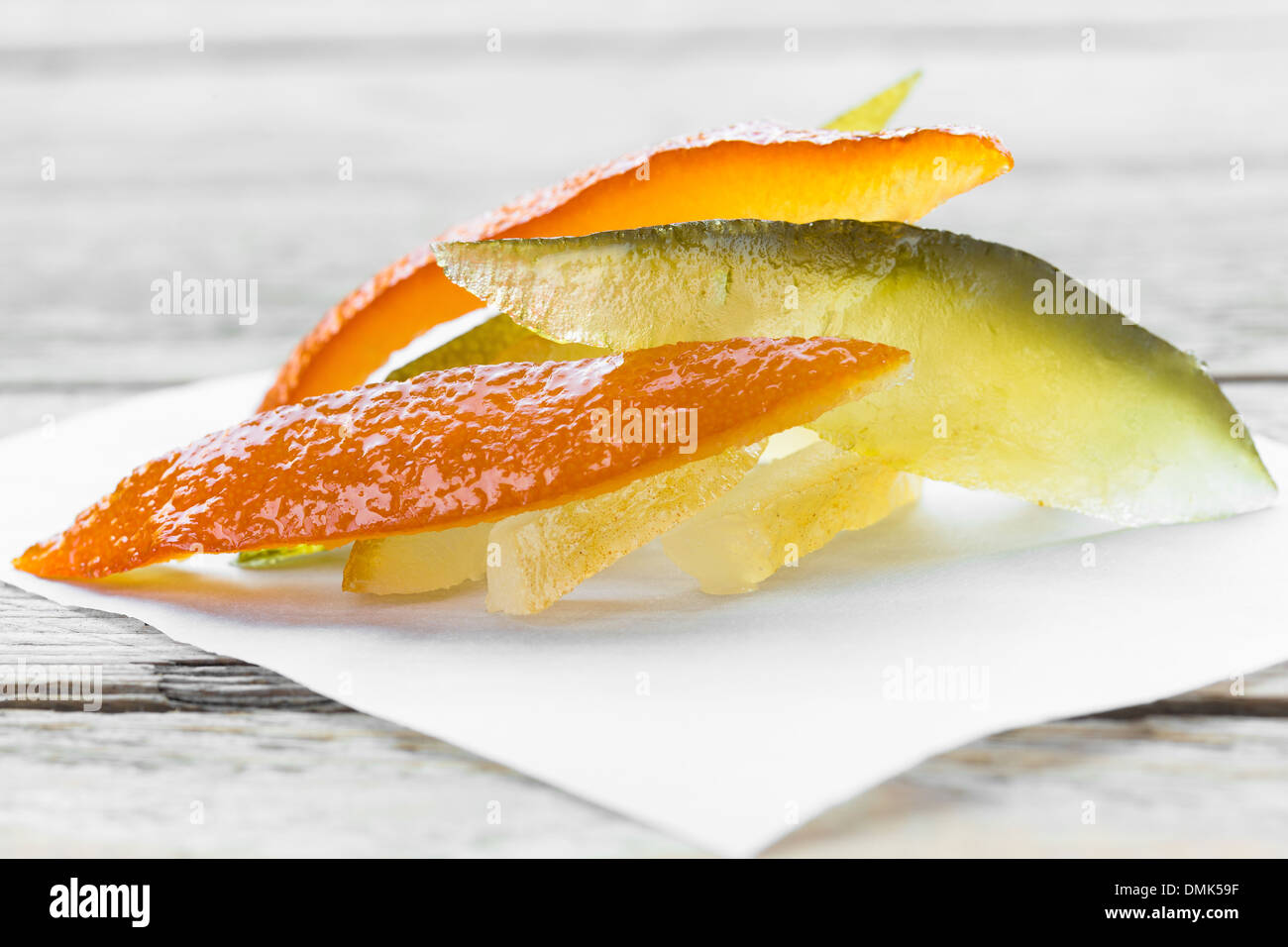 candied orange, lemon and cedar peel Stock Photo Alamy