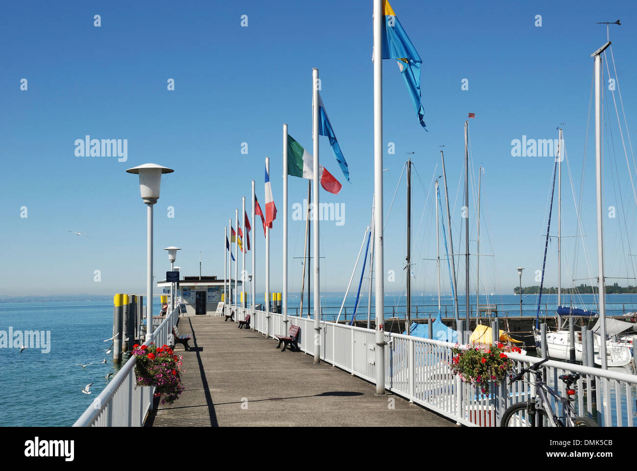 Boat landing on Lake Constance in Nonnenhorn at Lindau. Stock Photo