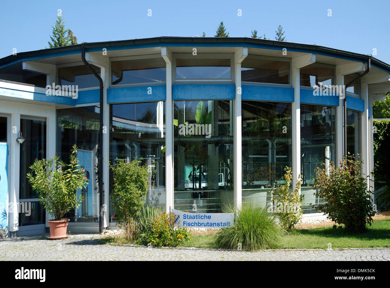 State Fish Hatchery of the Free State of Bavaria in Nonnenhorn at Lake Constance. Stock Photo