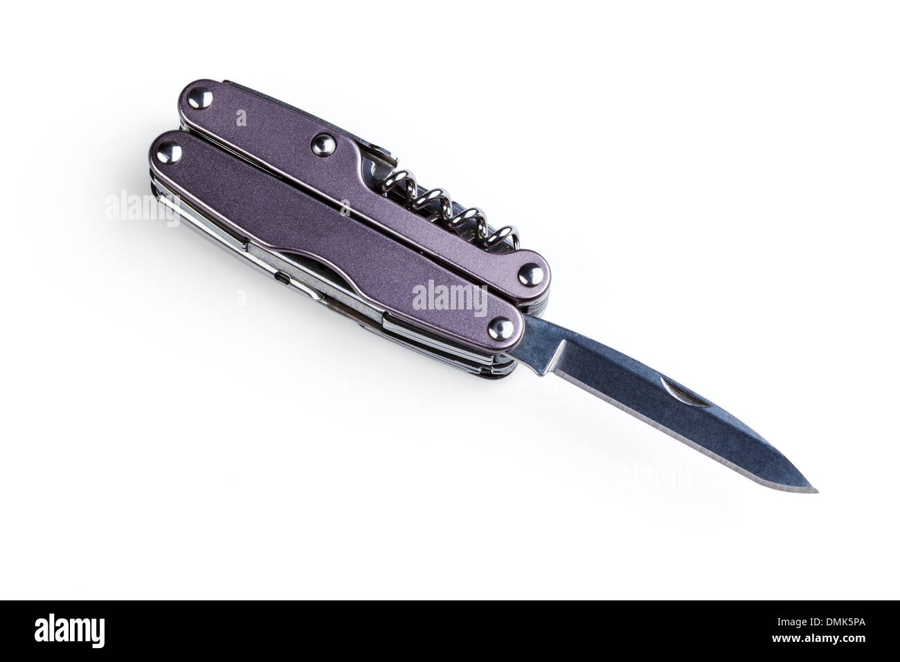 steel folding multitool isolated on a white background Stock Photo