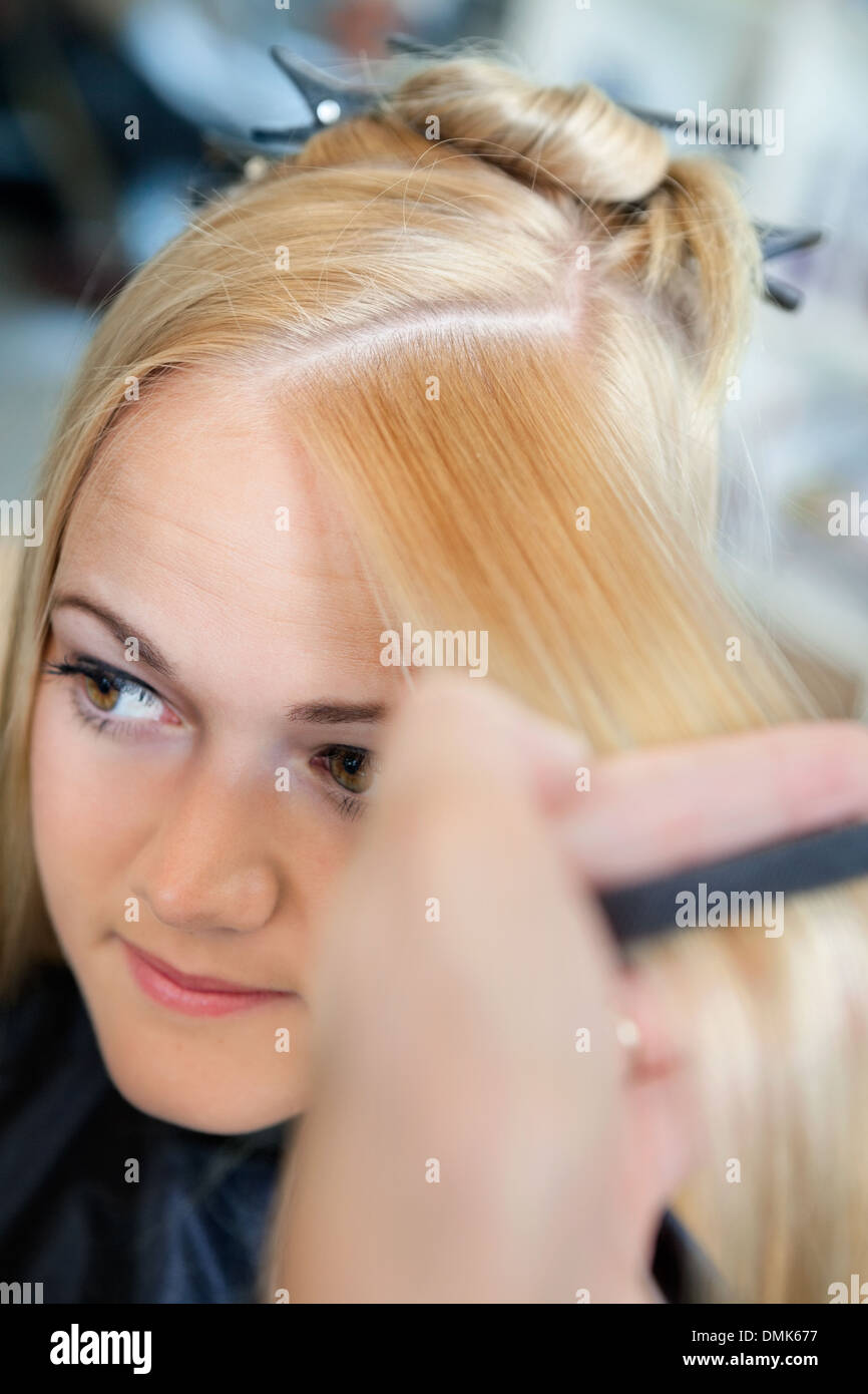 Combing Hair Before Haircut Stock Photo Alamy