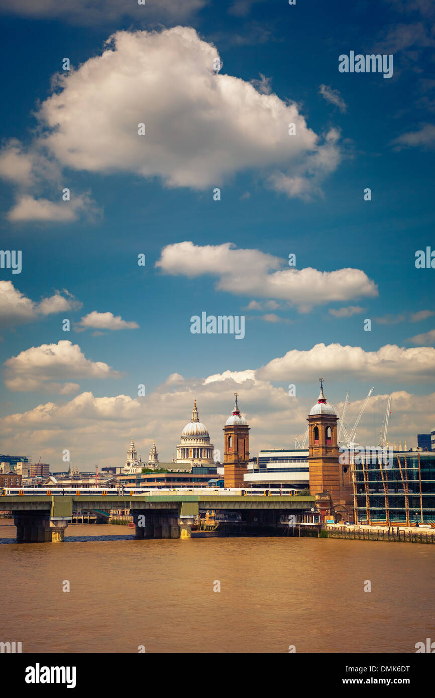 Clouds over Thames, London Stock Photo