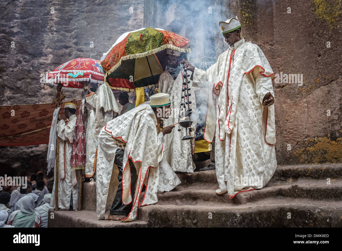 Group of priest celebrating Orthodox Easter, Lalibela, Ethiopia, Africa