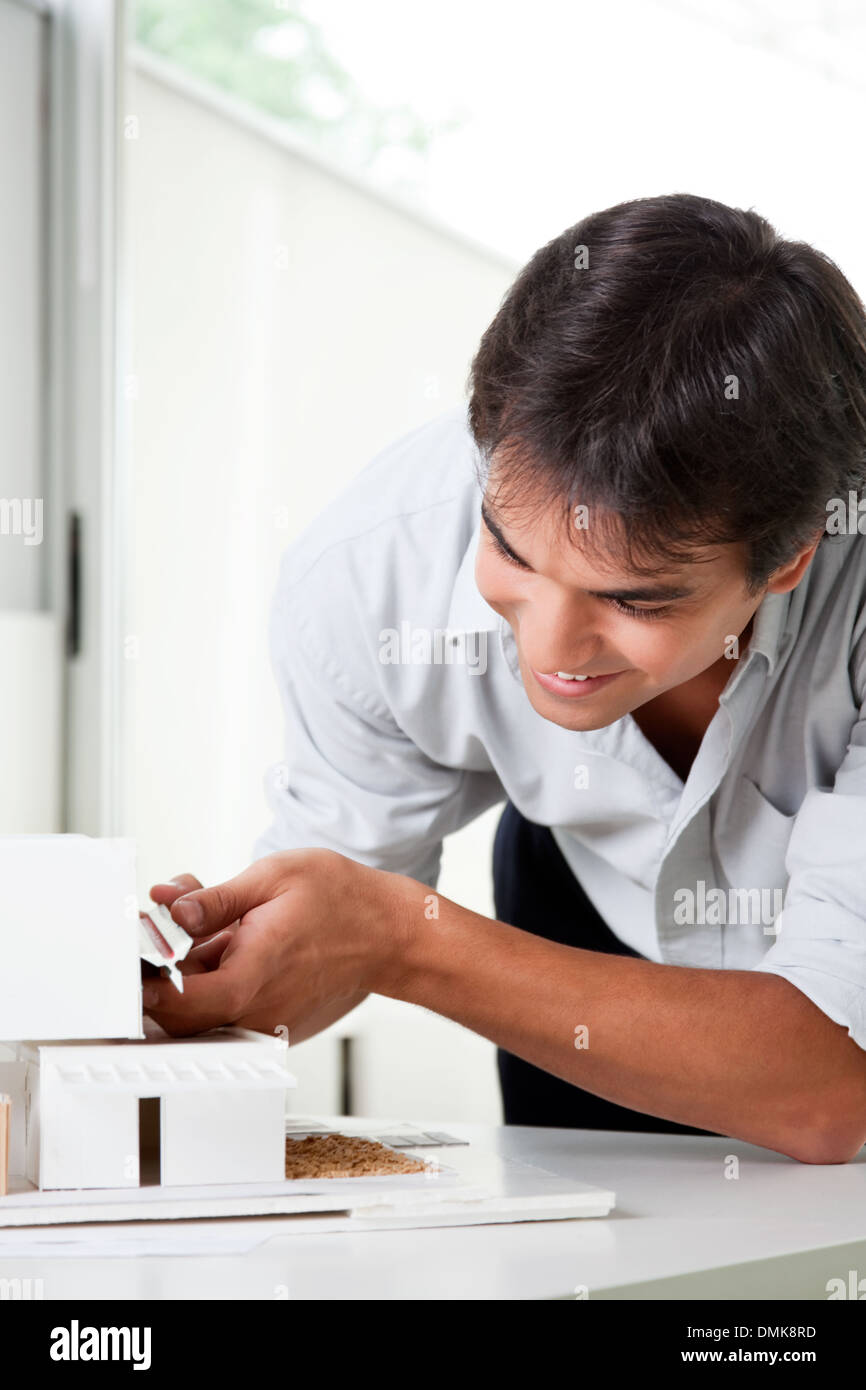 Architect Building a House Model Stock Photo Alamy
