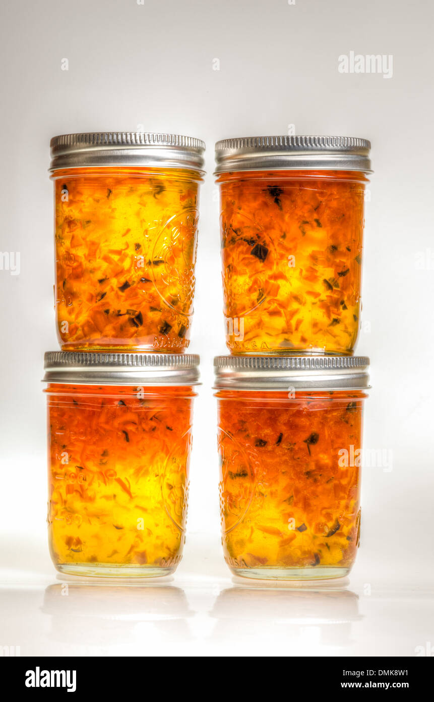 Hot pepper jelly from homemade preserving Stock Photo Alamy