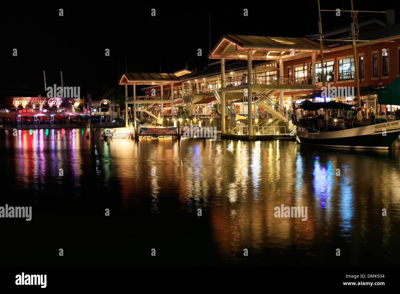 MIAMI, FL - MAY 8: Bayside Marketplace is a festival marketplace in Downtown Miami at night on may 8, 2013, Florida. Stock Photo