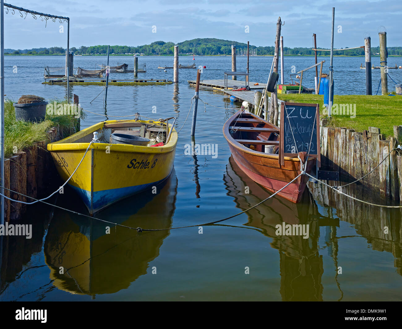 Fishing boats on the Schlei, Schleswig, Schleswig-Flensburg District, Schleswig-Holstein, Germany Stock Photo
