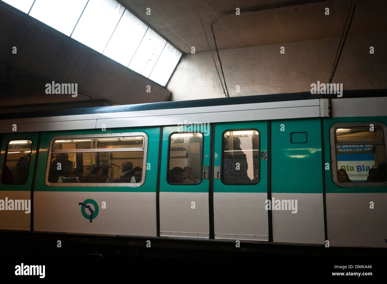 Parisian subway, in Gabriel Peri métro station.  Gennevilliers, Hauts-de-Seine, Ile-de-France, France, Europe, Stock Photo