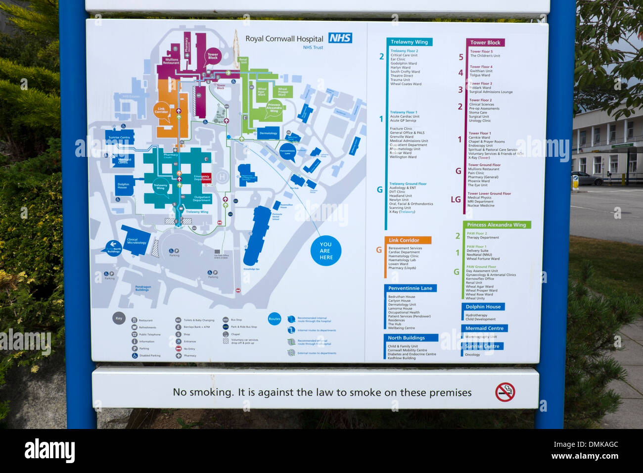 Royal Cornwall Hospital NHS Site Map Stock Photo