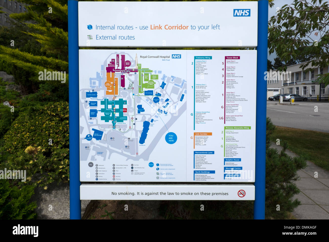 Royal Cornwall Hospital NHS Site Map Stock Photo