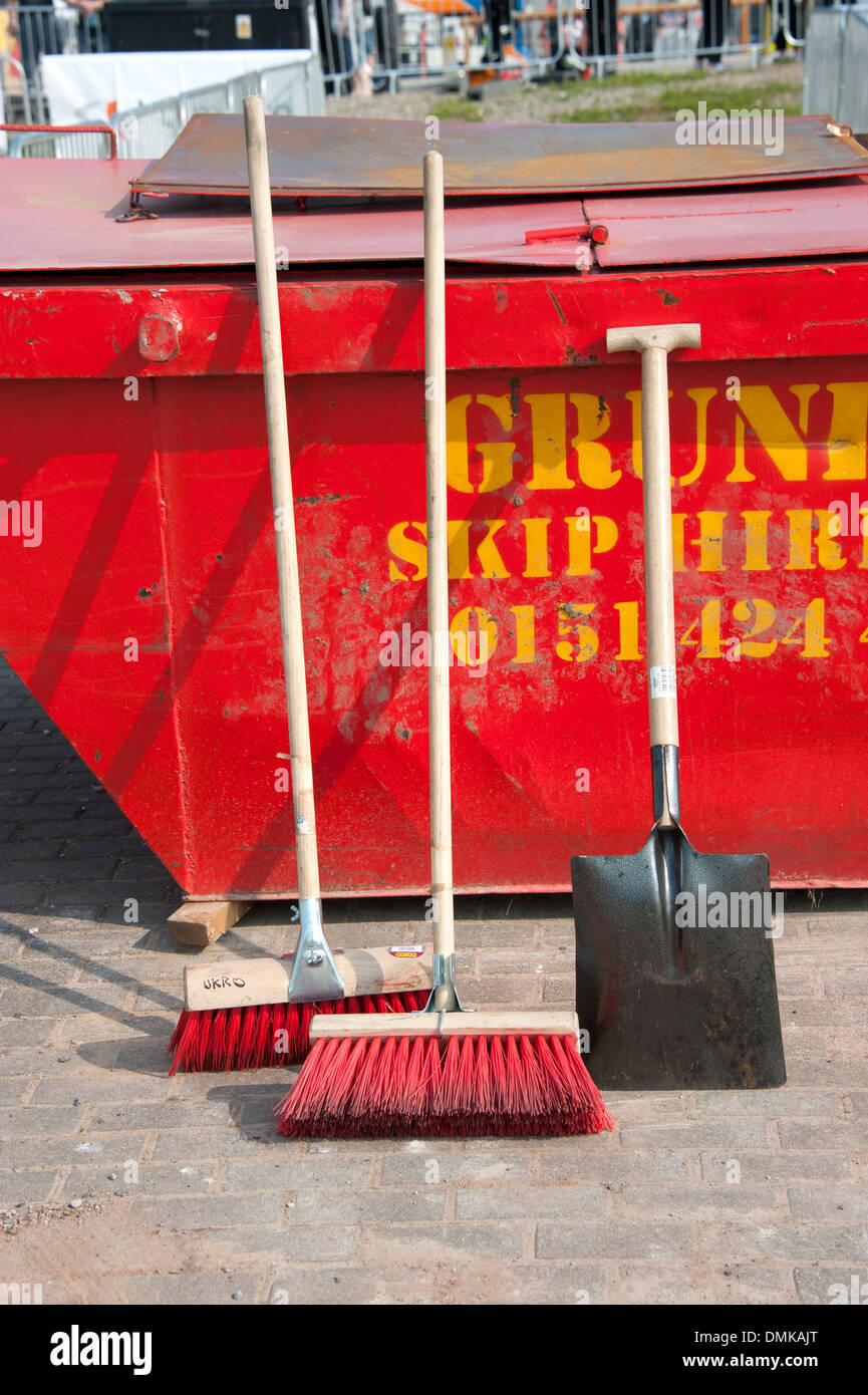 Brushes Brooms and shovel by Skip Tidy Up Stock Photo