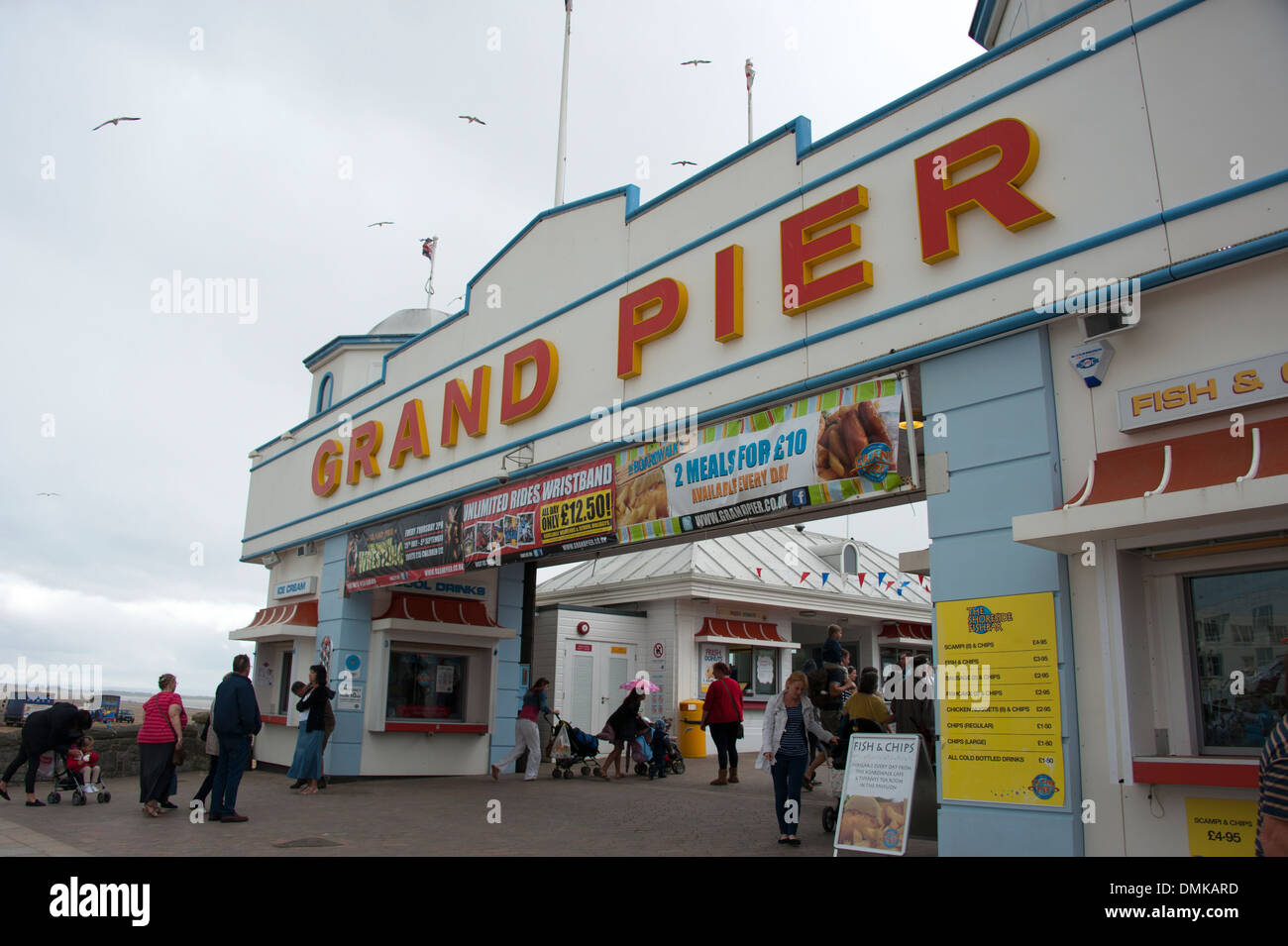 Grand Pier Entrance Sign Weston-Super-Mare UK Stock Photo
