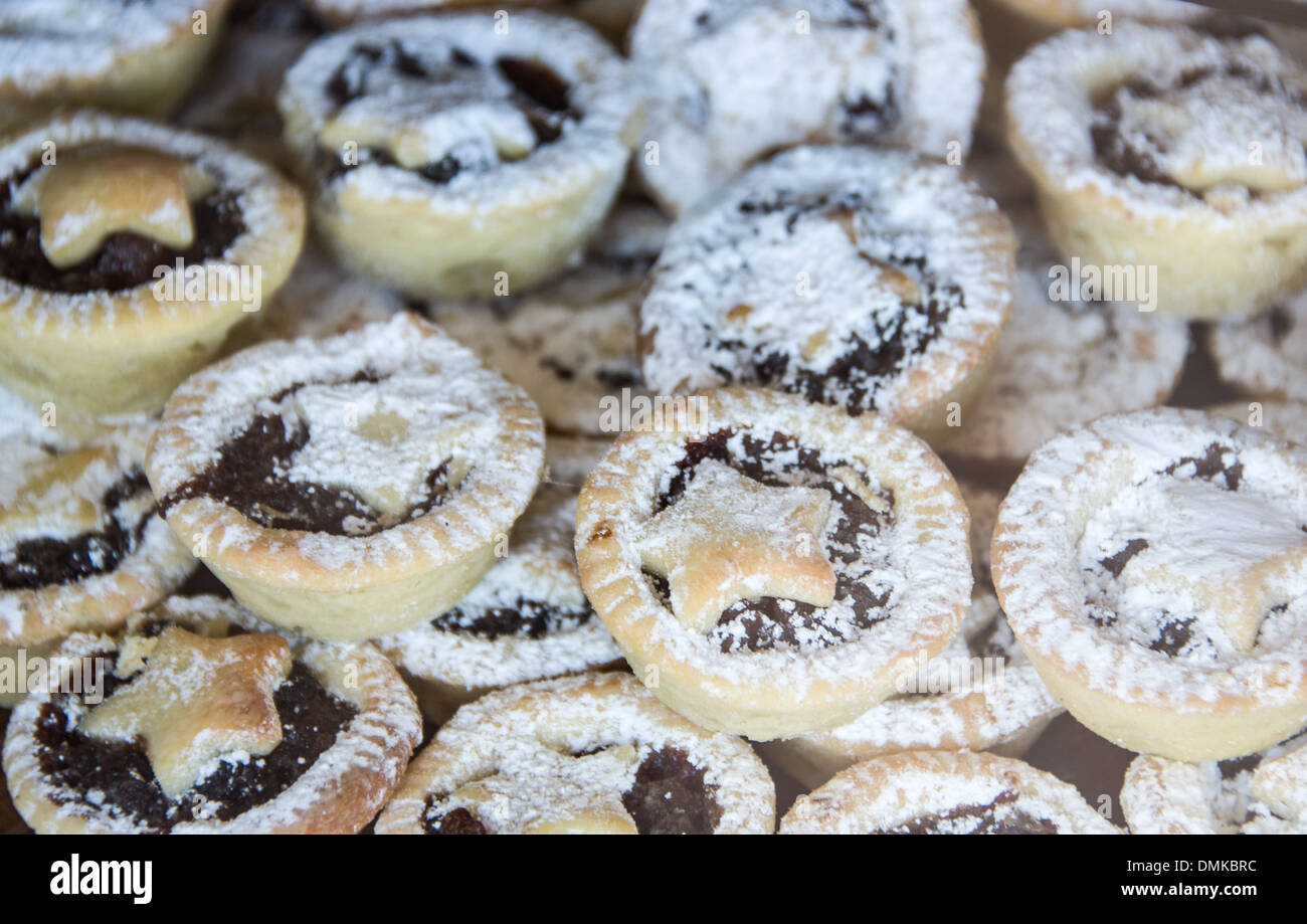 series of Christmas mince pies fruit tarts with star in centre top of ...