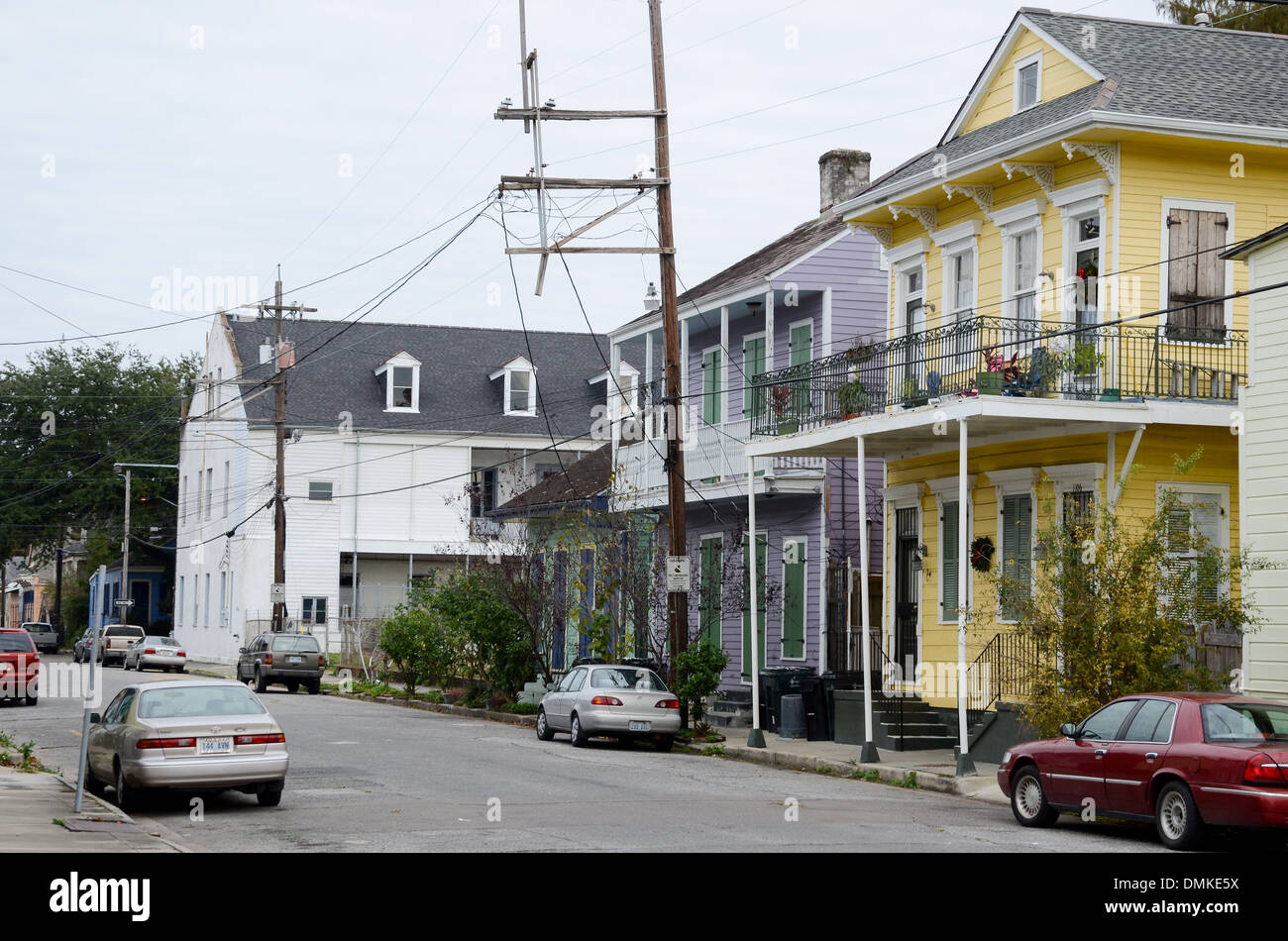 Treme, New Orleans, Nola, Louisiana, USA. Picturesque colorful traditional old wooden houses in Treme. Stock Photo
