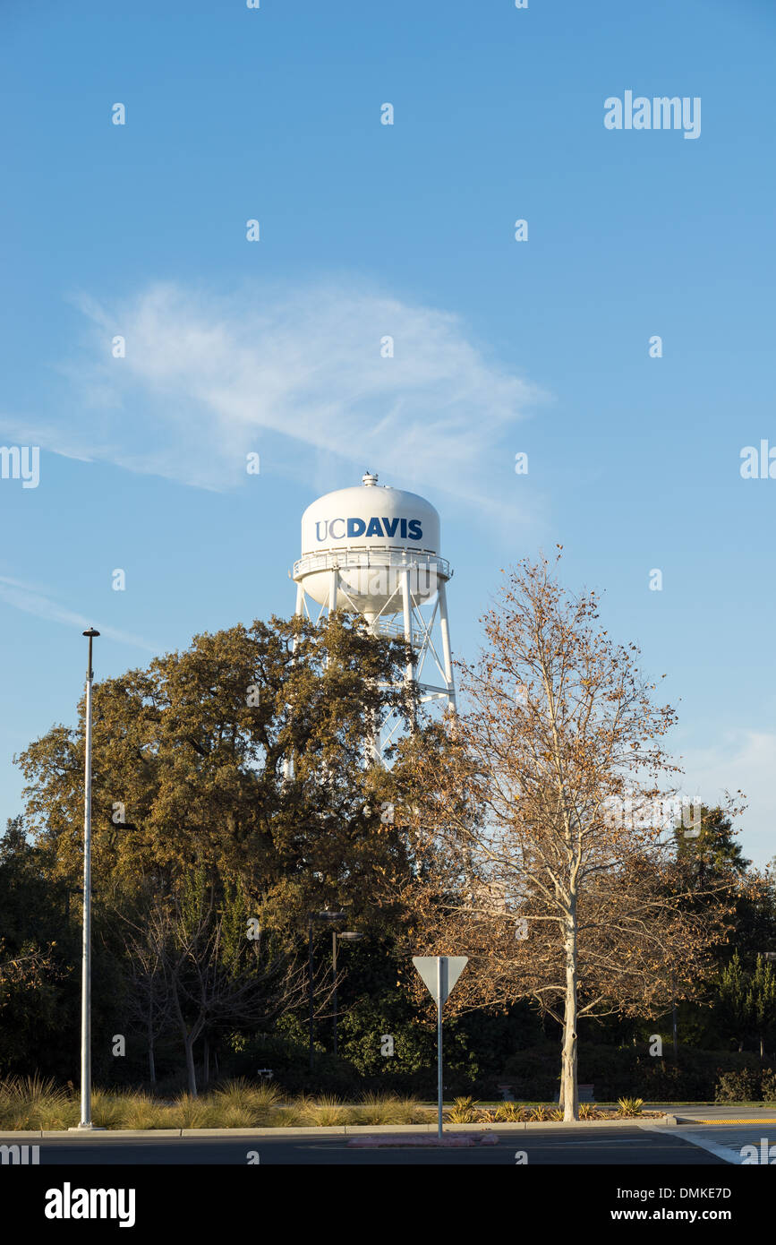 University of California, Davis water tower. UC Davis campus. Stock Photo