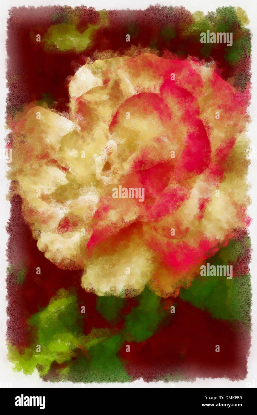 Illustrations,flowers, bouquet, Aquarell, roses, red roses, Aquarell