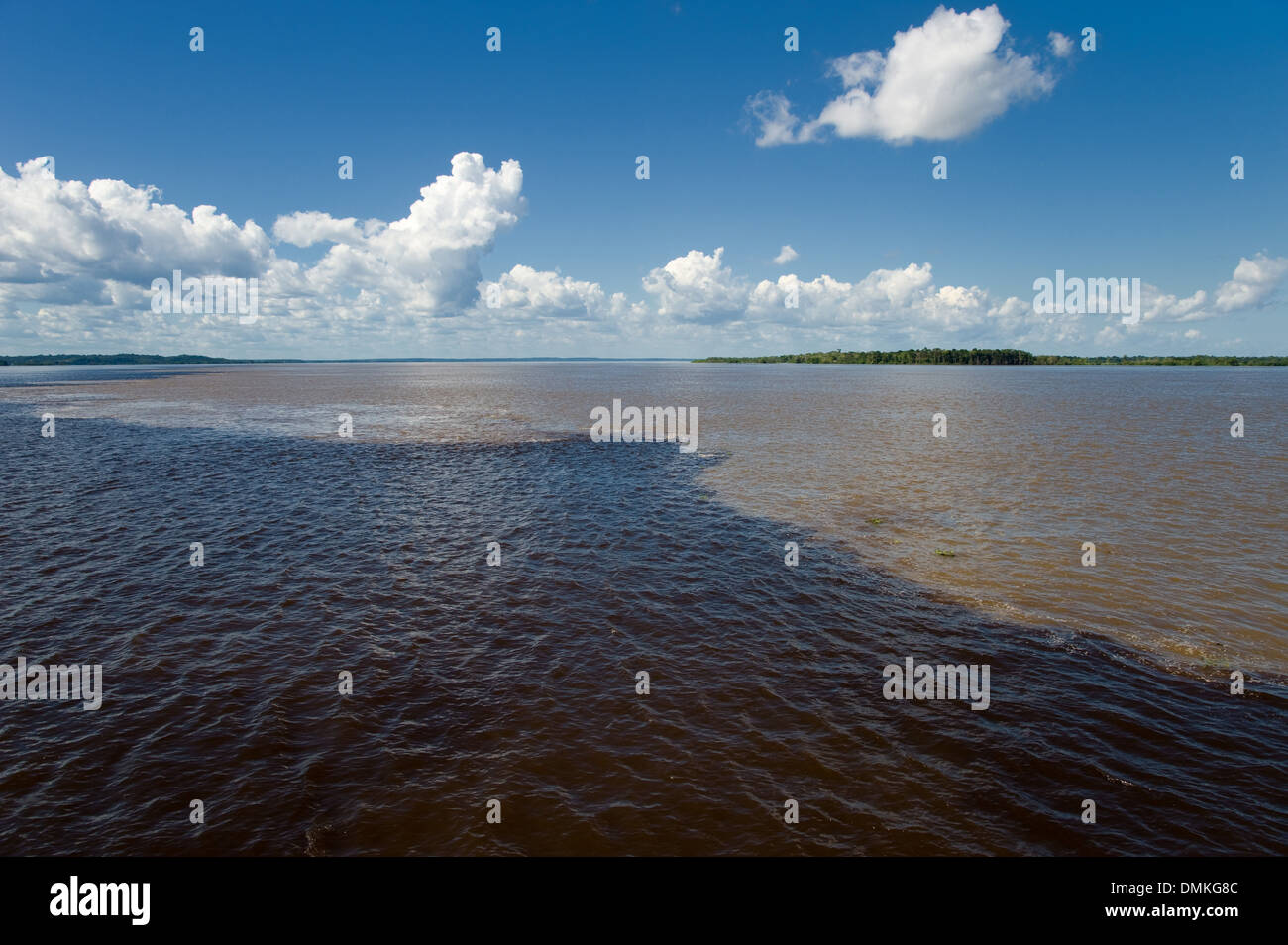 Meeting of Waters with Rio Negro and Amazon River, in the Amazon in