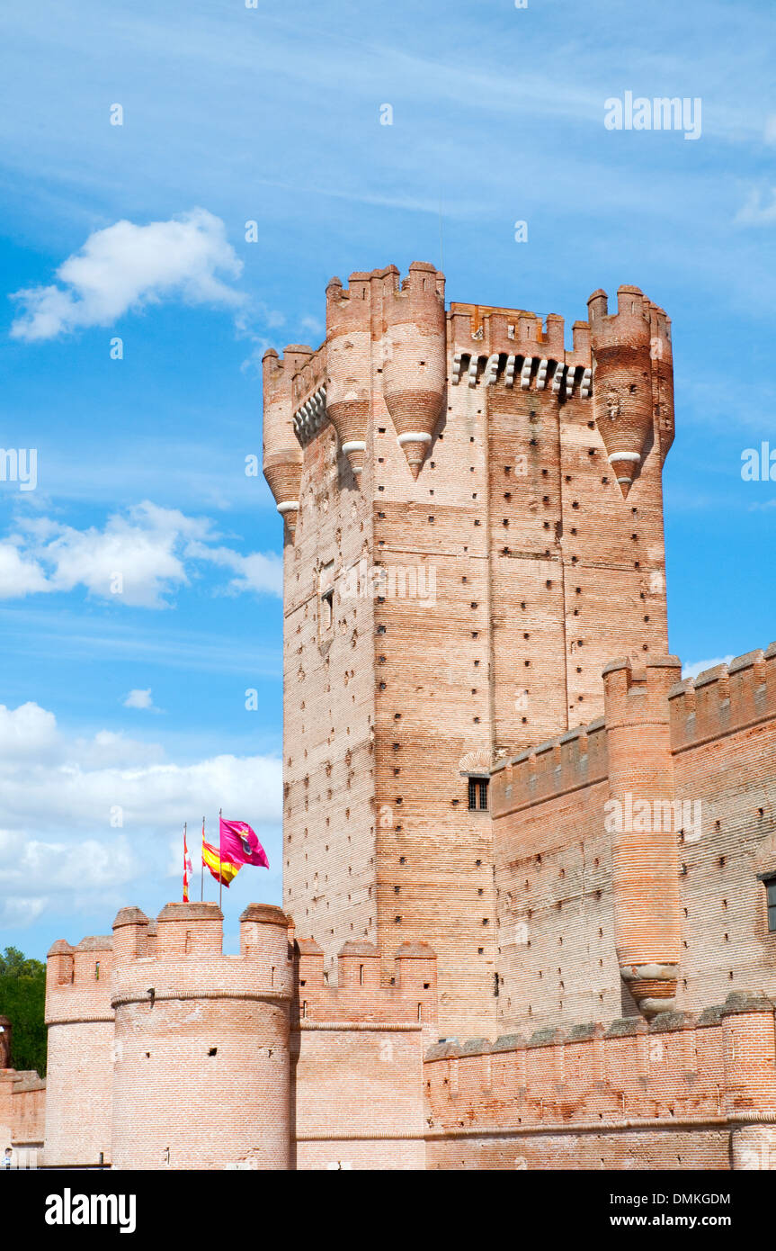 Keep of the castle. Medina del Campo, Valladolid province, Castilla Leon, Spain. Stock Photo
