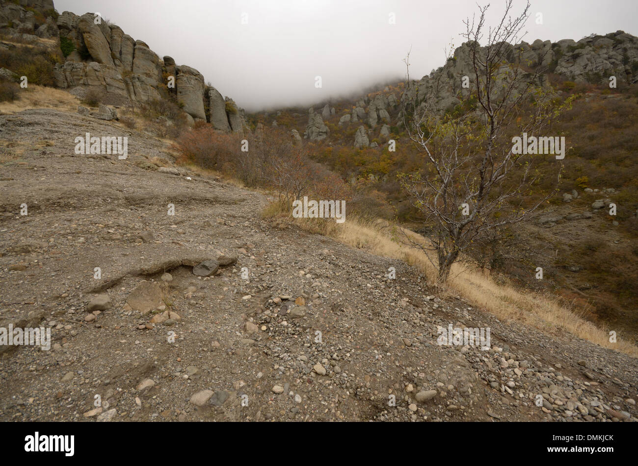 Ghost valley near Demerdji mountain in Crimea Ukraine Stock Photo