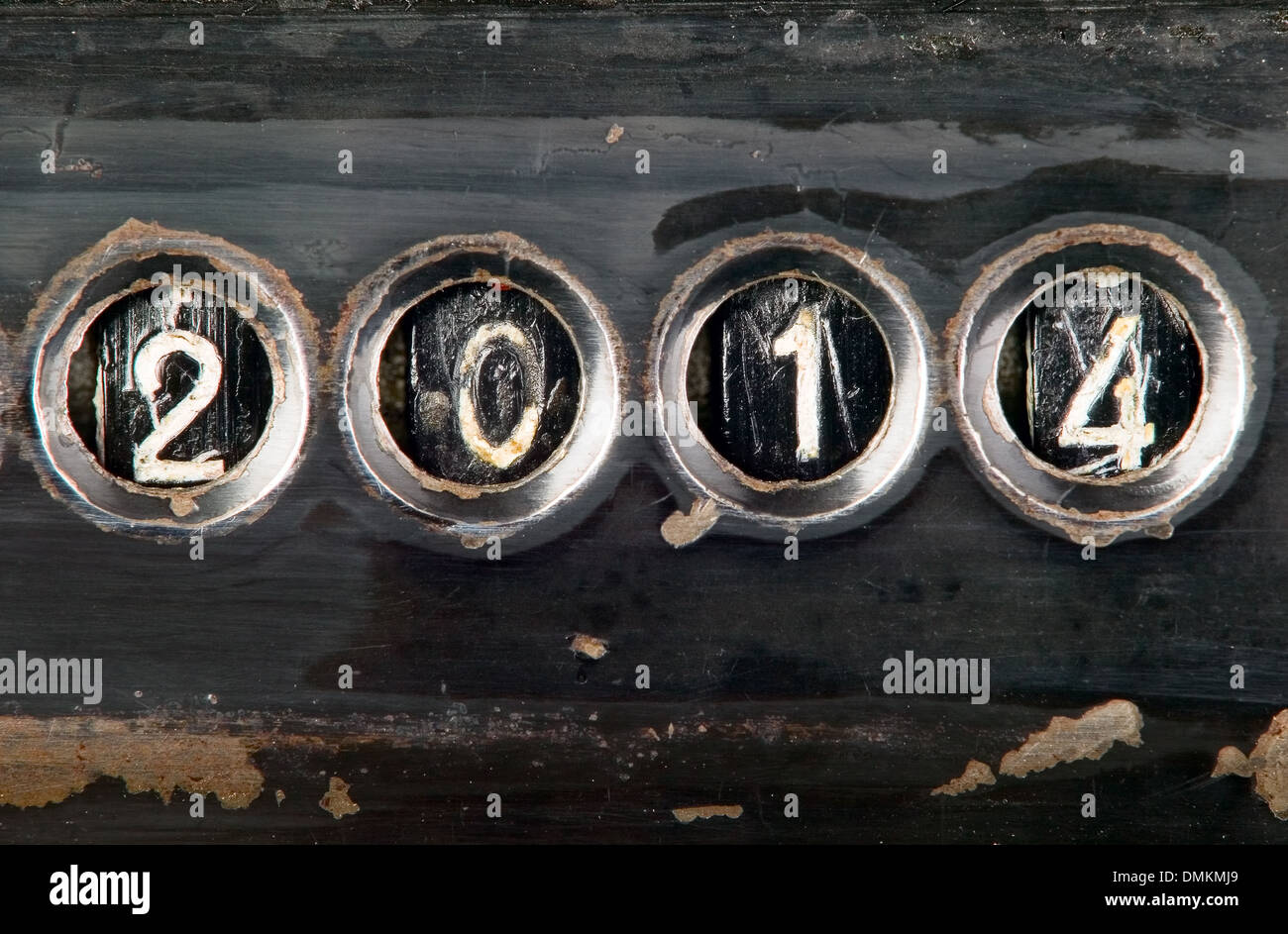 New year 2014 concept made from metal numbers Stock Photo