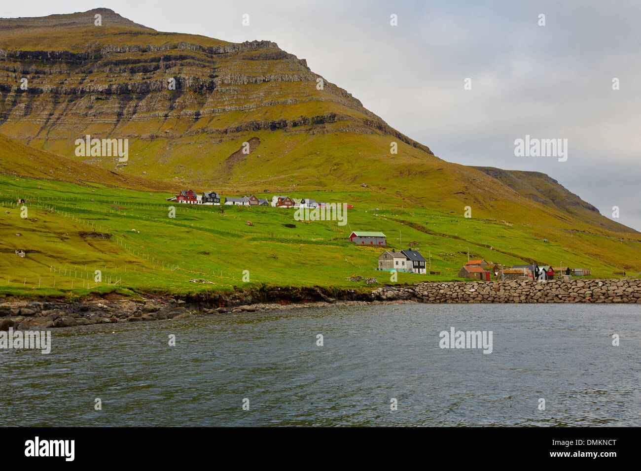 Sydradalur village, Kalsoy Island, Faroe Islands Stock Photo