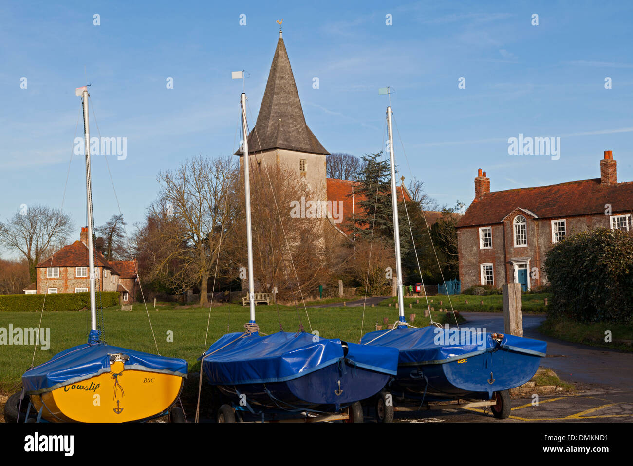 Bosham Church and Sailing Dinghies Sussex England UK Stock Photo Alamy