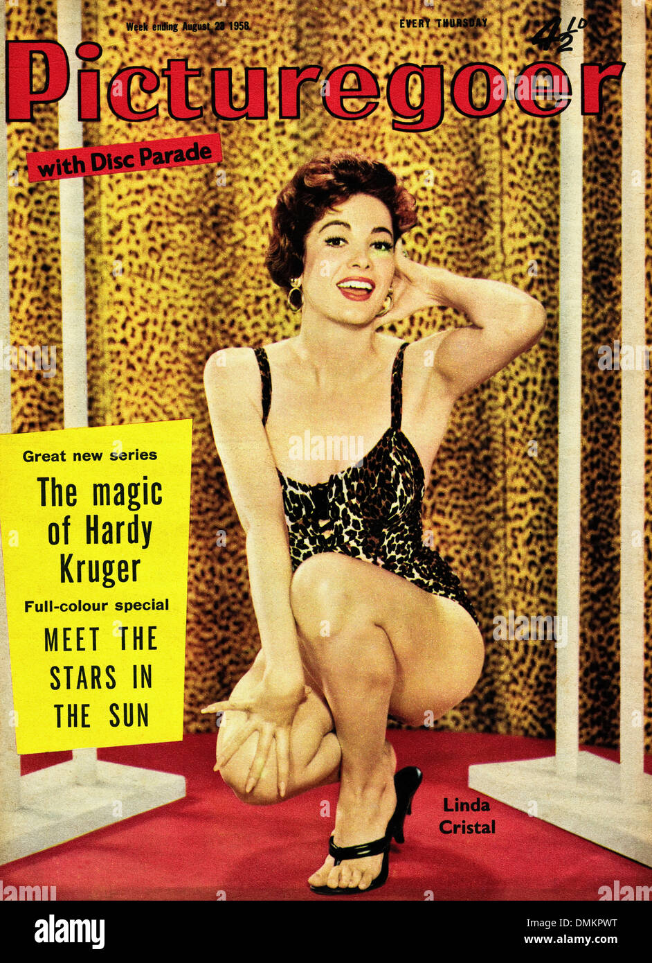 Cover of 1950s film magazine PICTUREGOER featuring Argentine - American actress Linda Cristal Stock Photo