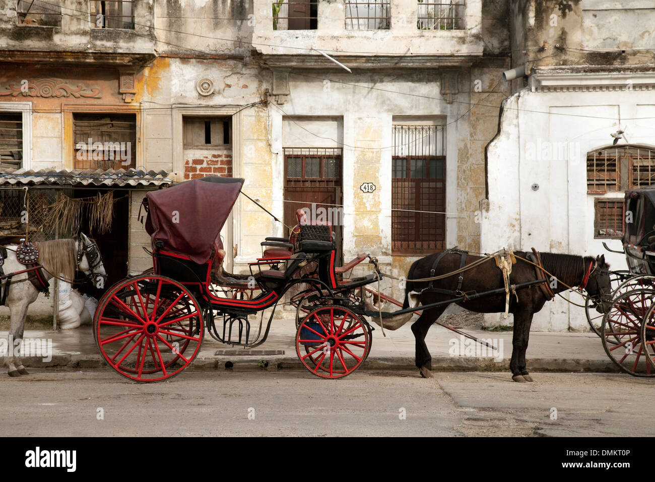 Havana Cuba - Horse and carriage transport, Old Havana, Cuba, Caribbean, Latin America Stock Photo