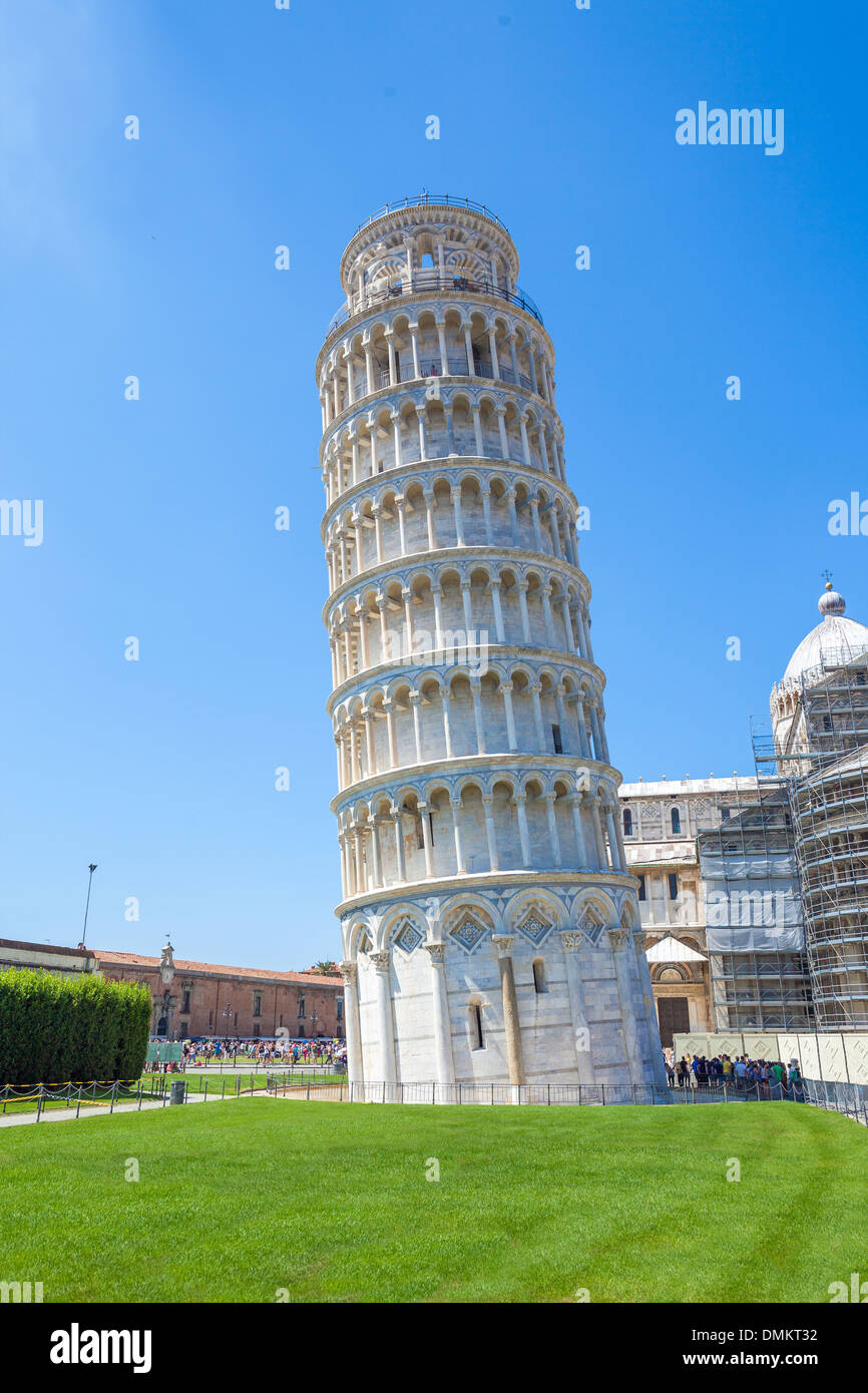 Pisa, Piazza del Duomo, with the Basilica leaning tower, Italy Stock Photo