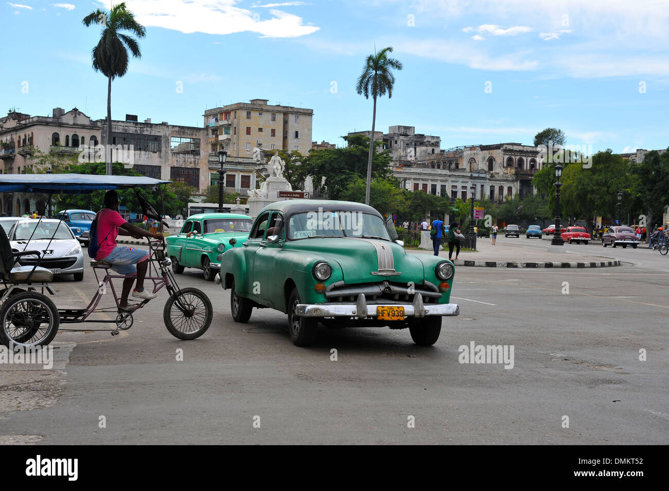 Old American cars in use on the streets of Havana, Cuba Stock Photo