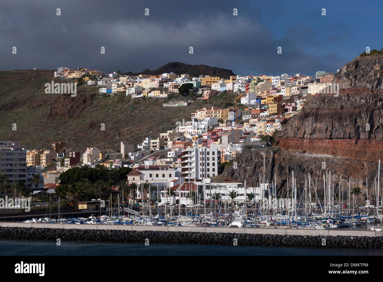 View of San Sebastian de la Gomera from the sea,  La Gomera, Canary island, Spain Stock Photo