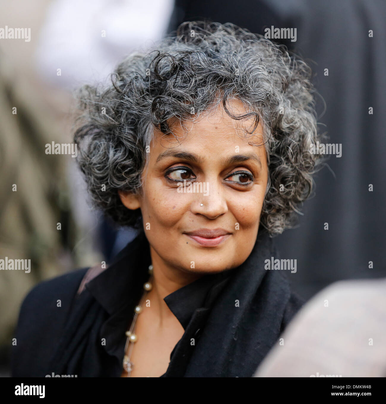 Delhi, India. 15th Dec 2013. Author and political activist Arundhati Roy at the event. Delhi’s LGBT community observed a 'Day of Rage' and came out in huge numbers to protest against the Supreme Courts December 11, 2013 ruling reinstating Section 377 of the Indian Penal Code, effectively making homosexuality a criminal offence. Credit:  Jiti Chadha/Alamy Live News Stock Photo