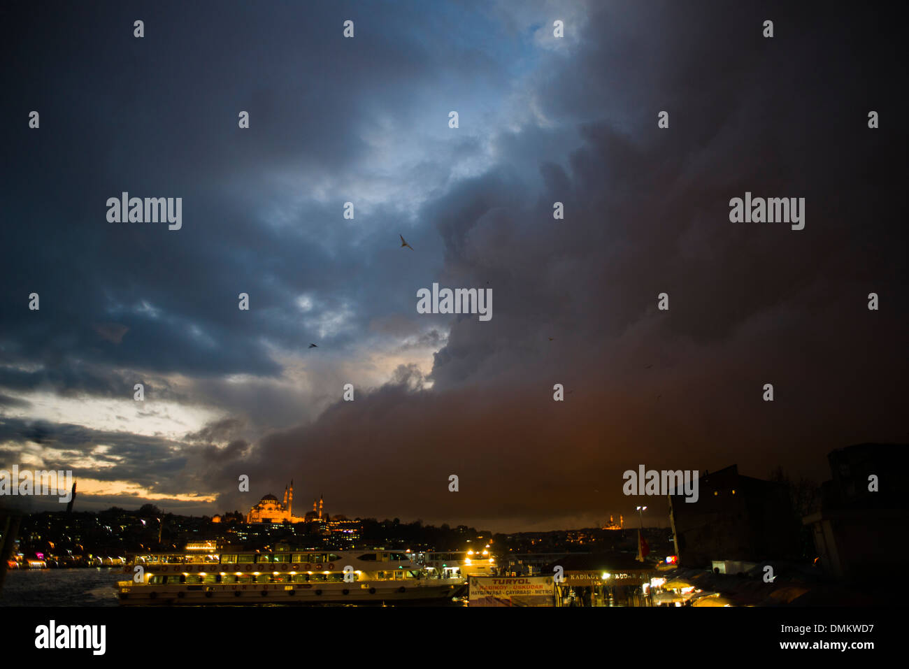 Night falls over Istanbul Stock Photo