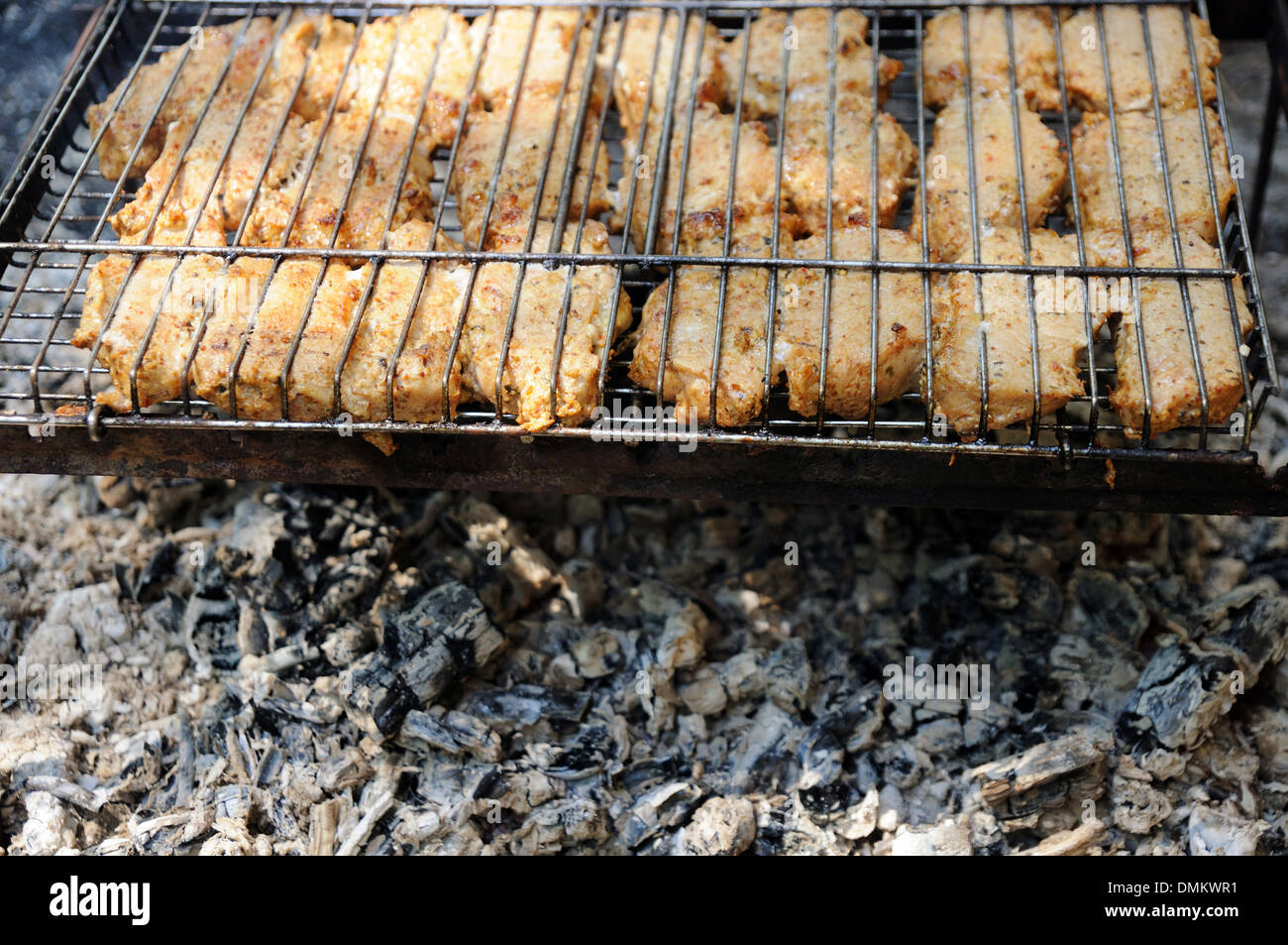 delicious barbeque with grid and coal Stock Photo