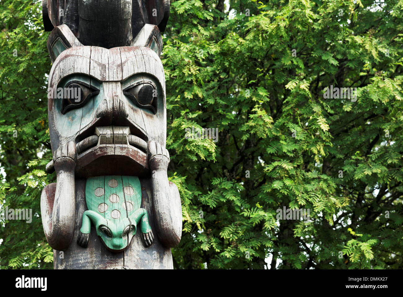 Wishpoosh, (the giant beaver), Kiksadi pole, Wrangell, Alaska Stock Photo