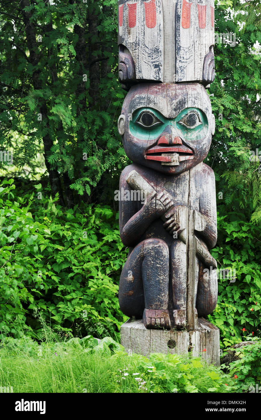 Raven totem, Chief Shakes, Wrangell, Alaska Stock Photo