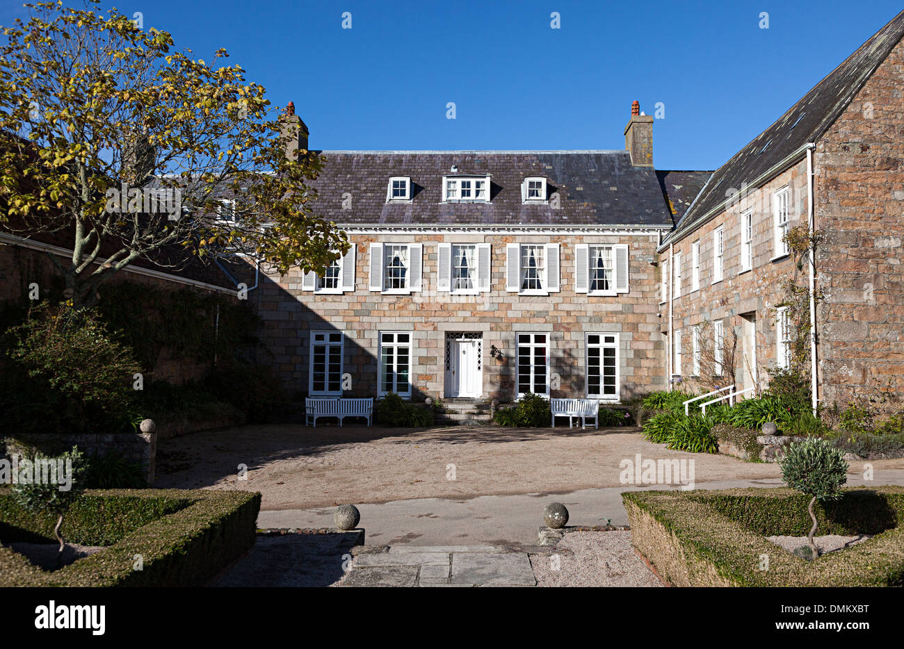 Manor house at centre of Durrell Wildlife Park, Jersey, Channel Islands, UK Stock Photo