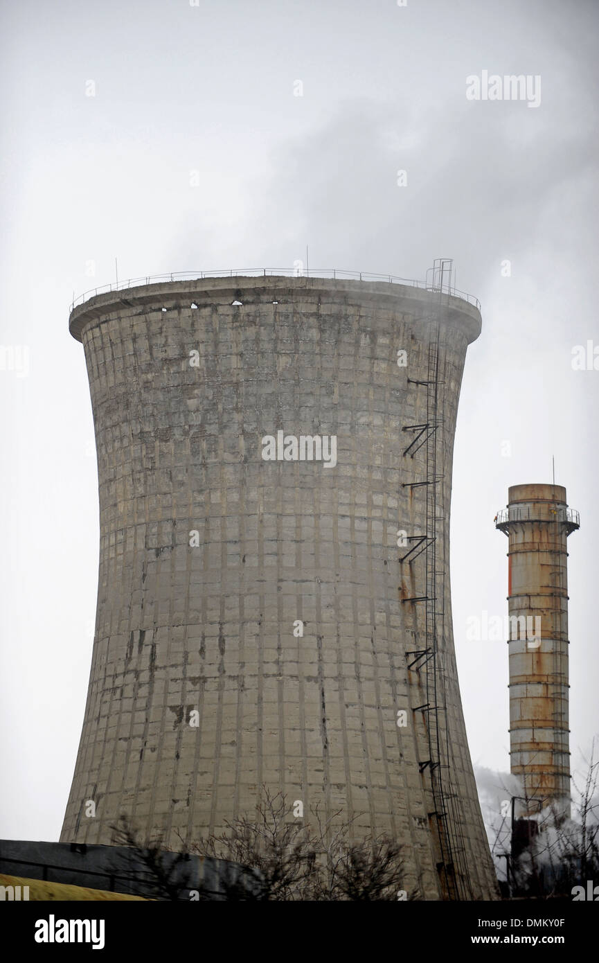 Thermoelectric cooling tower with smoke coming out Stock Photo Alamy