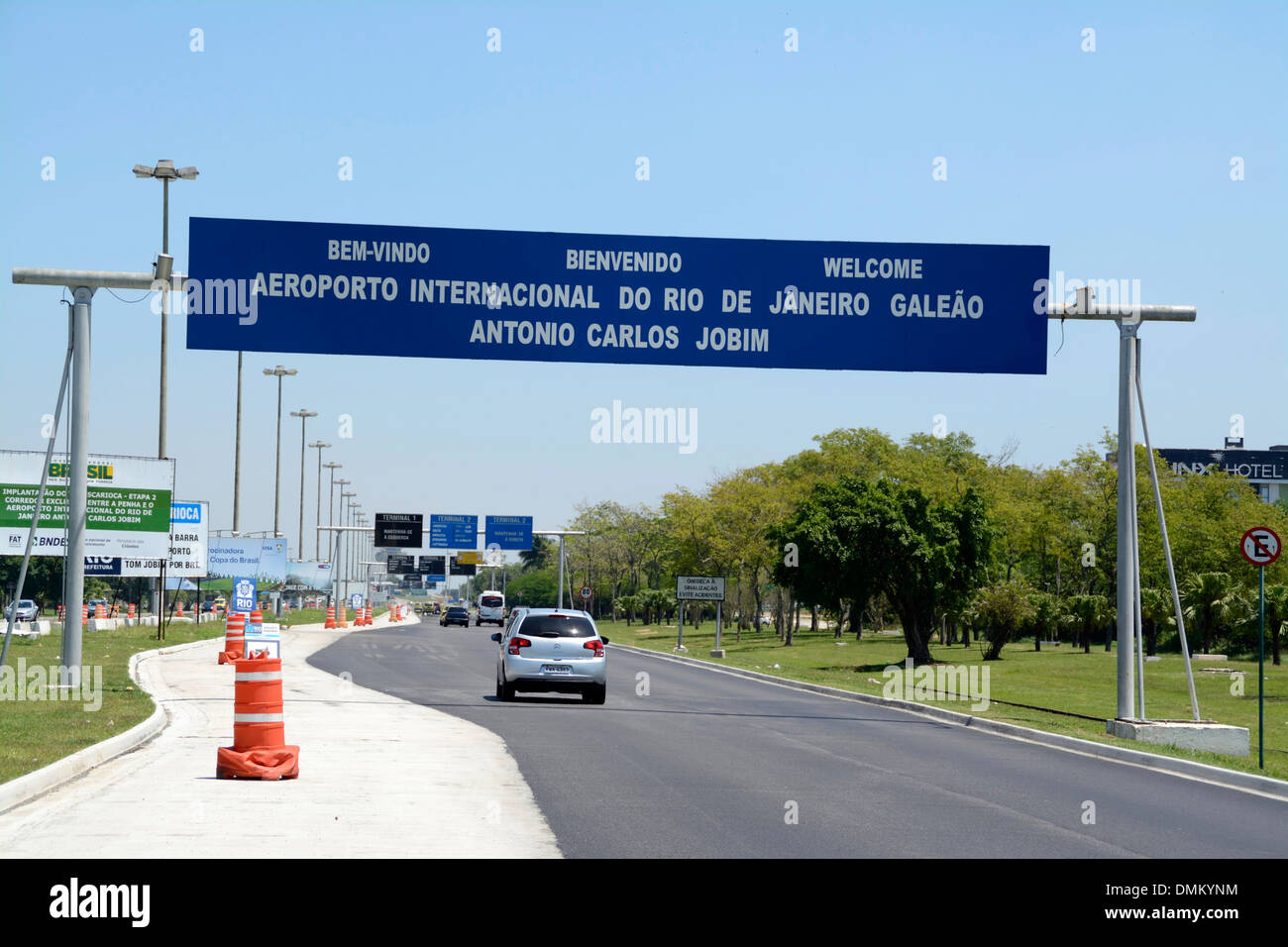 On the main highway to Galeao - Antonio Carlos Jobim International Airport in Rio de Janeiro, Brazil. Stock Photo