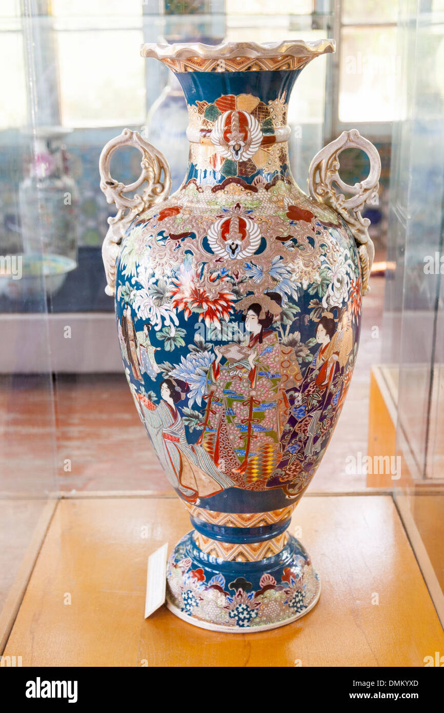Antique vase in museum, Summer Residential Palace, Sitorai Mohi Hossa Folk Art Museum, Bukhara, Uzbekistan Stock Photo